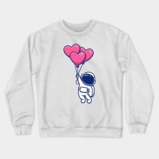 Cute Astronaut Floating With Love Balloons Crewneck Sweatshirt